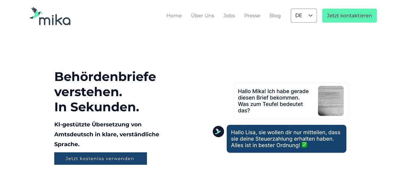Source: https://www.getmika.de/bureaucracy-translator