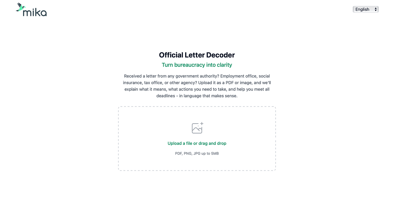 Source: https://www.getmika.de/bureaucracy-translator